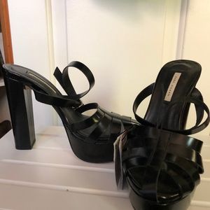 Zara Chunky Black Party Heels NWT